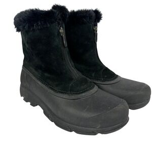 Sorel Snow Angel Zip Black Suede Fur Lined Winter Snow Boots Womens Size 8